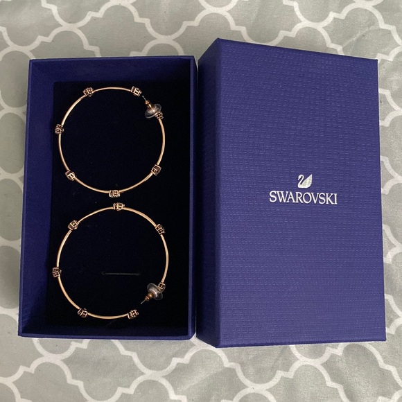 Swarovski Rose Gold Hoop Earrings - Picture 3 of 5